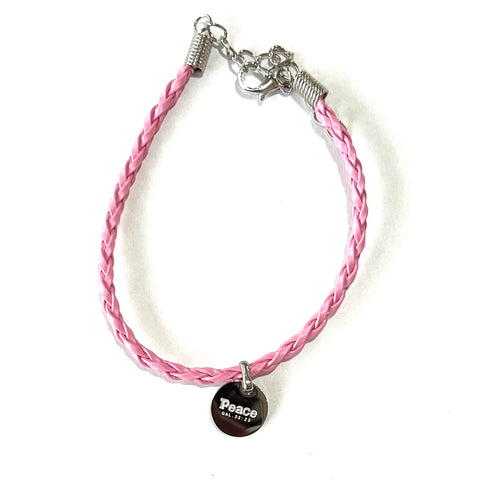 Breast Cancer Awareness Pink Peace cord bracelet