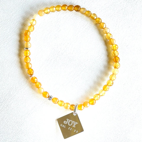 Dainty "JOY" | Yellow Jade Bracelet