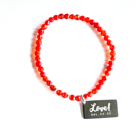 Dainty "Love!" | Red Jade Bracelet
