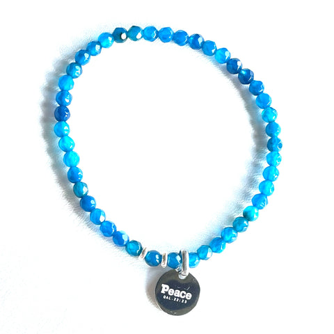Dainty "Peace" | Blue Agate Bracelet