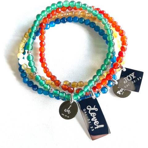 Dainty  "I am"  | Love, Peace, Joy Multi  Bracelet Set